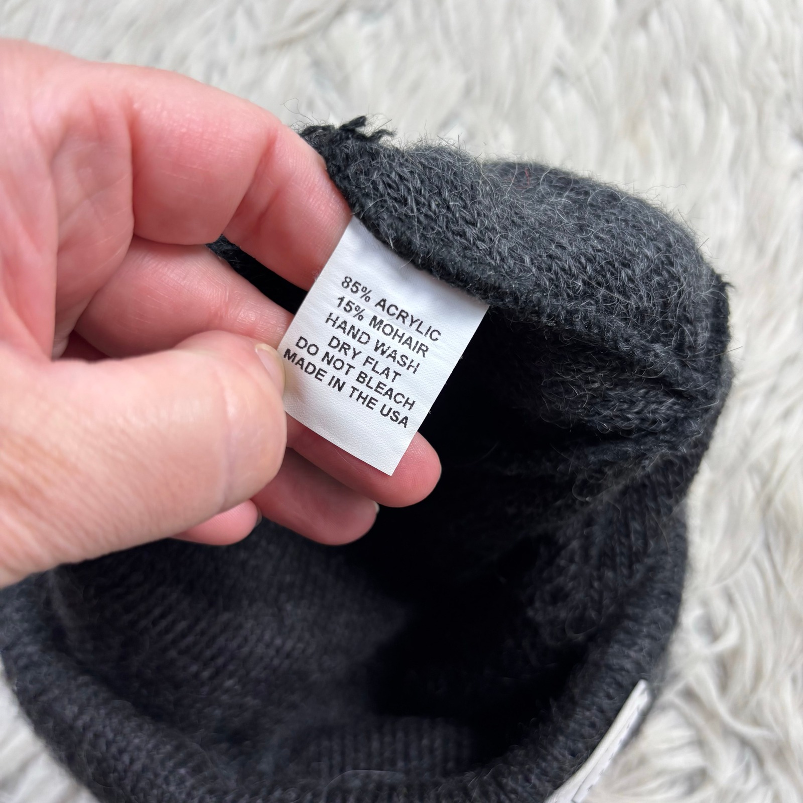 Upstate Stock Men's Os Charcoal Gray Beanie Hate Mohair — image 3 of 3